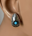 T�rkis Shadowbox Navajo Ohrstecker Handarbeit