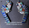 Sunface Warbonnet Ohrstecker Lapis T�rkis Zuni Handarbeit