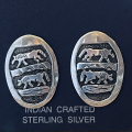 Pferde Appliqu� Sterlingsilber Ohrstecker Navajo Handarbeit