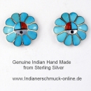 Sunface Ohrring in T�rkis Zuni Indianerschmuck