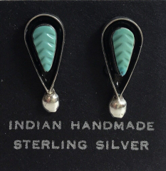 Blatt T�rkis Ohrstecker Zuni Indianerschmuck
