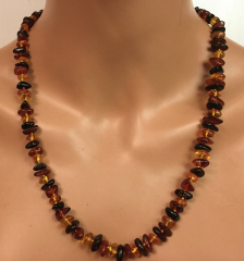 Natur Bernstein Kette bunt in 60 cm L�nge