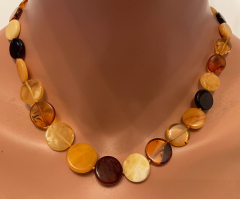 Natur Bernstein Kette bunte Scheiben