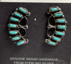 T�rkis Ohrstecker Sterlingsilber T�rkis Nadeln Zuni Indianerschmuck