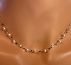 Kurzes Perlen Drahtcollier Perle S��wasser Zuchtperle 41 cm lang