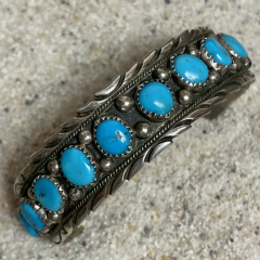 T�rkis Armreif mit 14 T�rkisen Navajo Handarbeit
