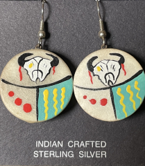 Rohhaut Trommel Ohrstecker Native American Art Work