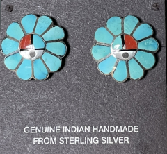 Sunface Ohrring in T�rkis Zuni Indianerschmuck